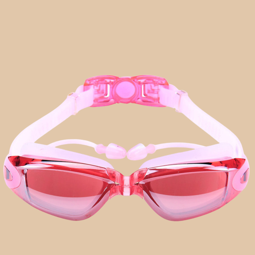 Pink Kids Swim Goggles with Ear Plugs – Anti Fog, UV Protection