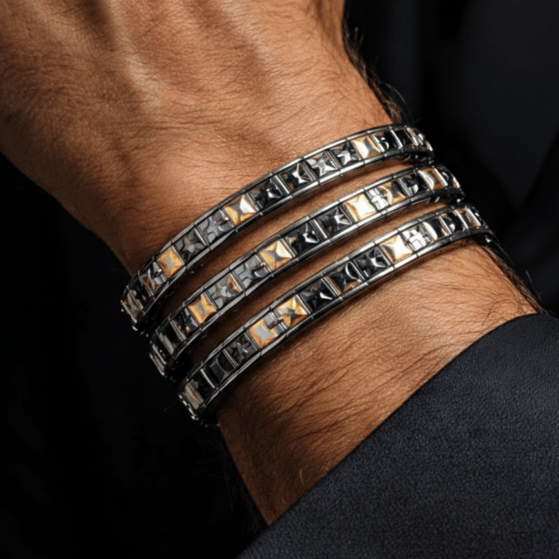 Unisex Triple Stainless Steel Cross Bracelet Set