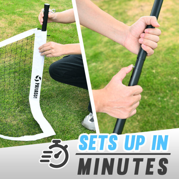 Patiassy Portable Badminton Net Set with Rackets, Shuttlecocks & Carry Bag (White)