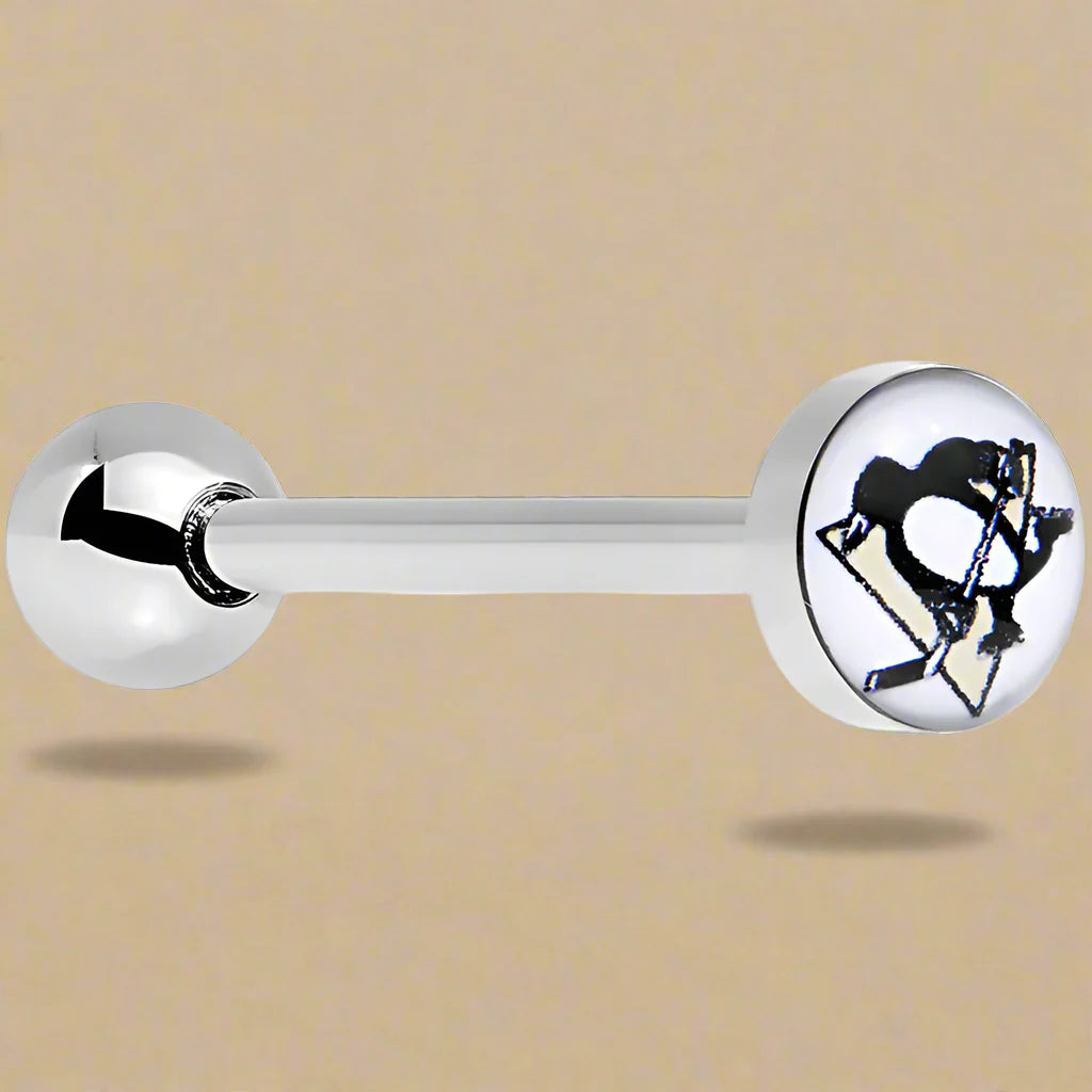 Pittsburgh Penguins stainless steel tongue ring