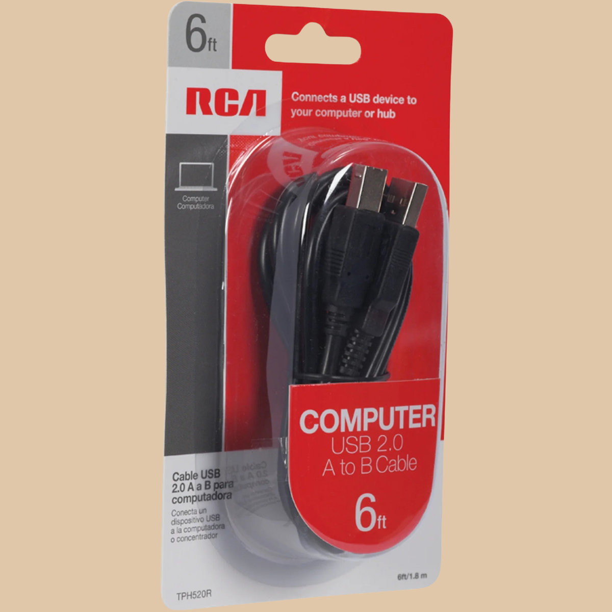 RCA Computer USB 2.0 A to B Cable 6-Feet