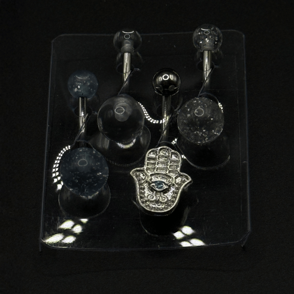 Set of 4 Dotted Hand Belly Button Rings – Colorful Navel Jewelry