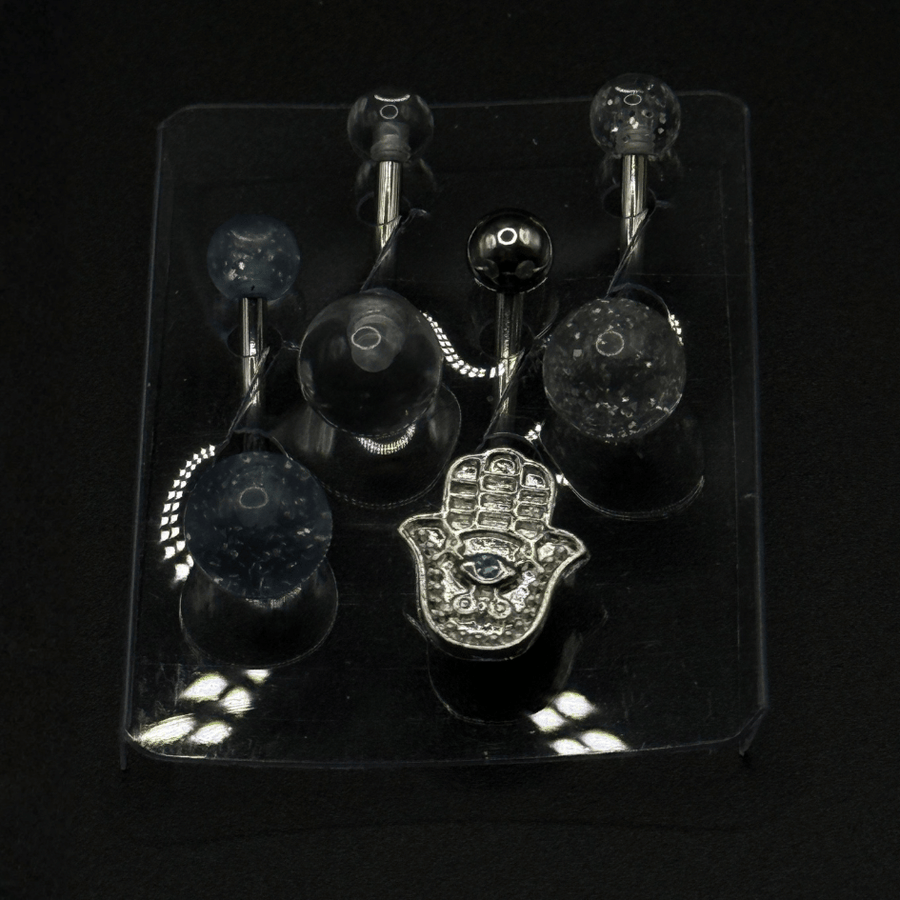 Set of 4 Dotted Hand Belly Button Rings – Colorful Navel Jewelry