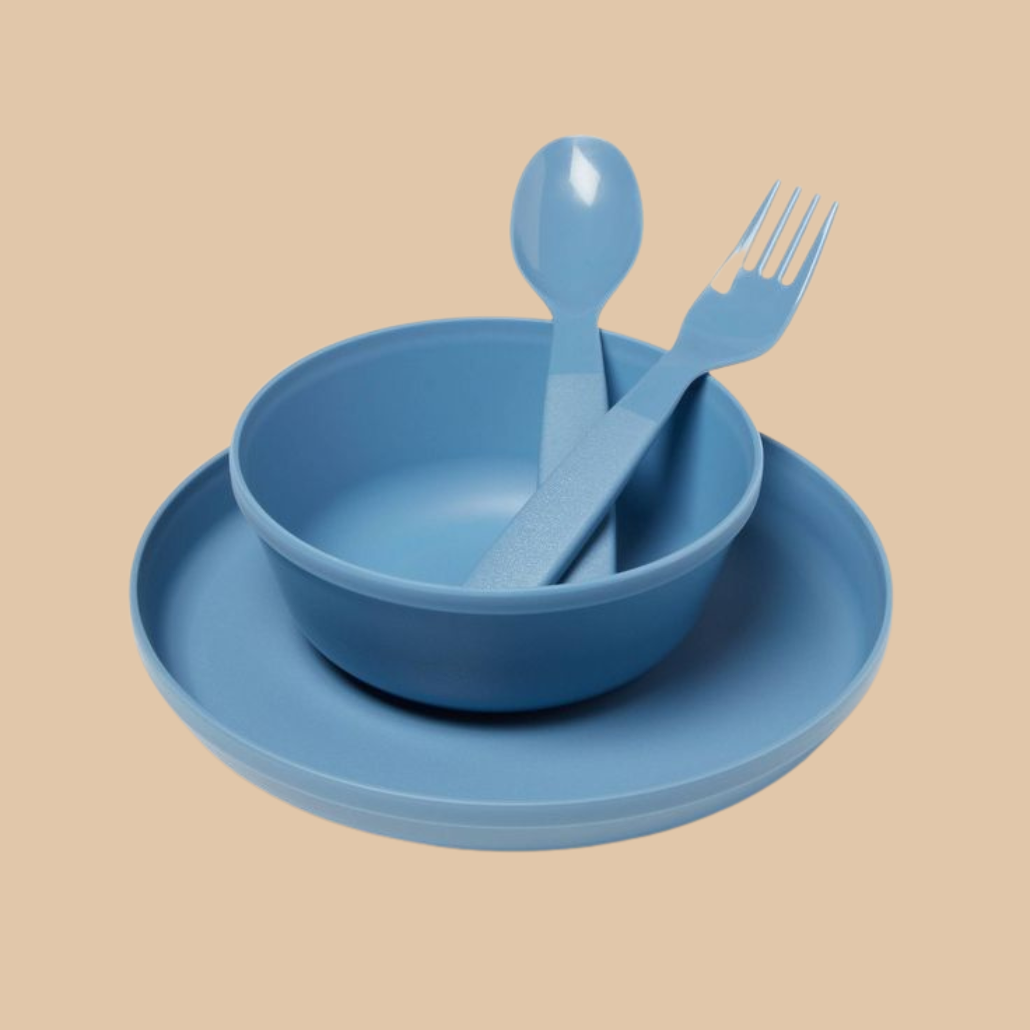 4-Piece Plastic Dishware Set (Blue)