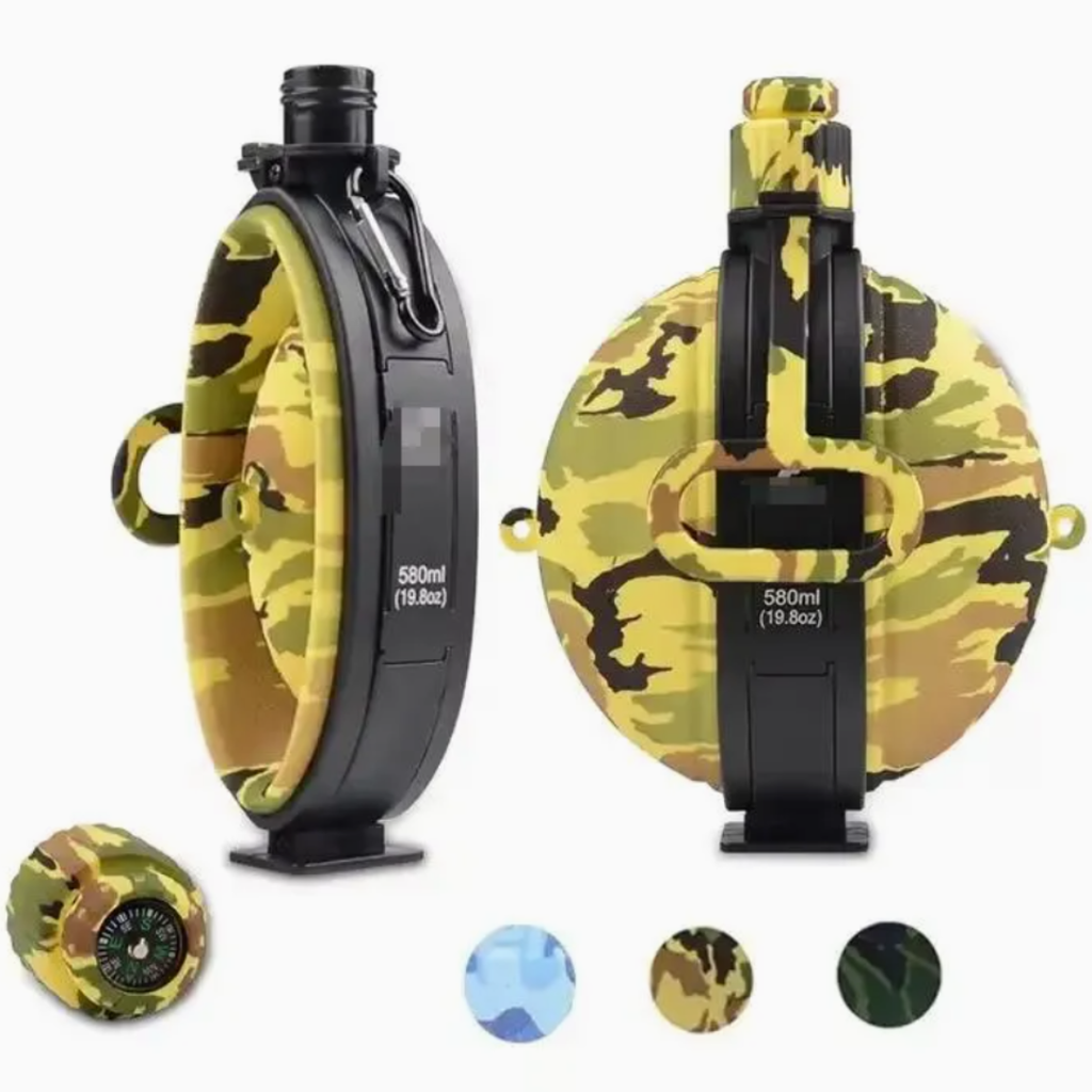 Army Camouflage Collapsible Silicone Water Bottle – 580ml BPA-Free