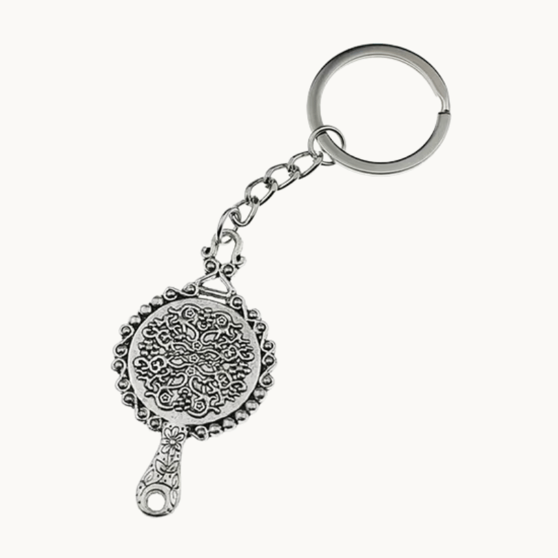 Silver Sun Gods Pendant Keychain