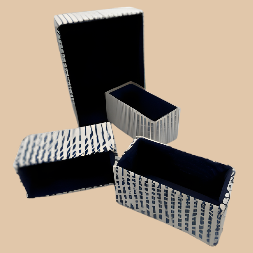 Desk Organizer Set 4 Pcs Blue Woven