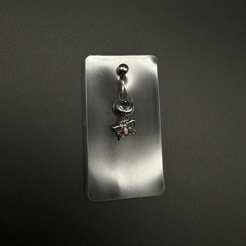 Butterfly Belly Button Ring with Sparkling Stones – Color Design