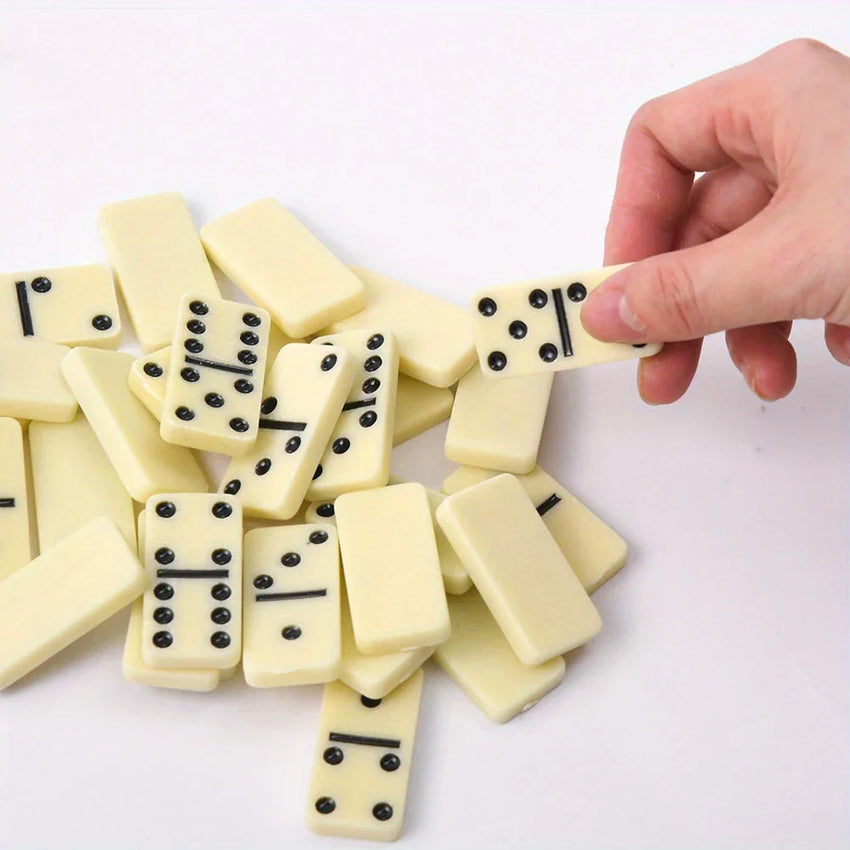 Dominoes Premium Set of 28 Double Six Dominoes with Plastic Case