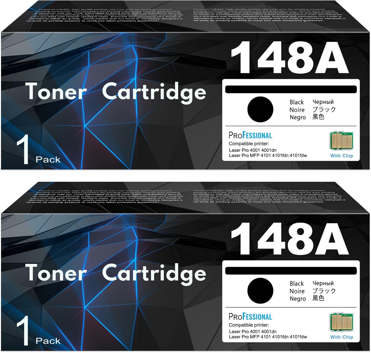 48A Toner Cartridge 1-Pack (with Chip) – Replacement for 148A Black Toner Cartridge | W1480A