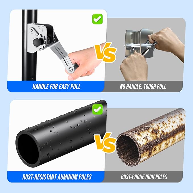 Patiassy Portable Professional Outdoor Volleyball Net Set with Adjustable Height Aluminum Poles, Winch System, Volleyball with Pump and Carrying Bag for Backyard Beach