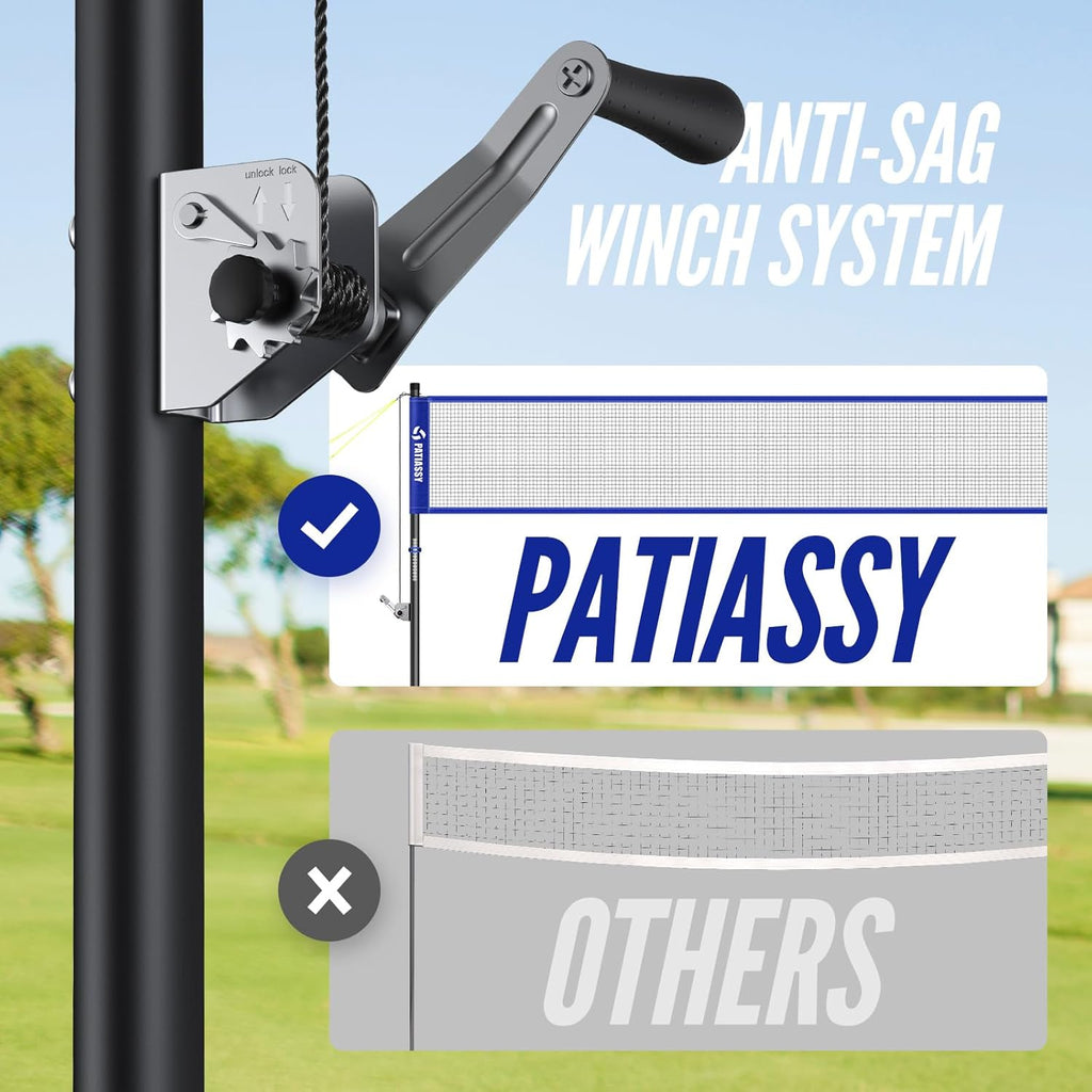 Patiassy Volleyball & Badminton Combo Set with Adjustable Net and Accessories (Blue)