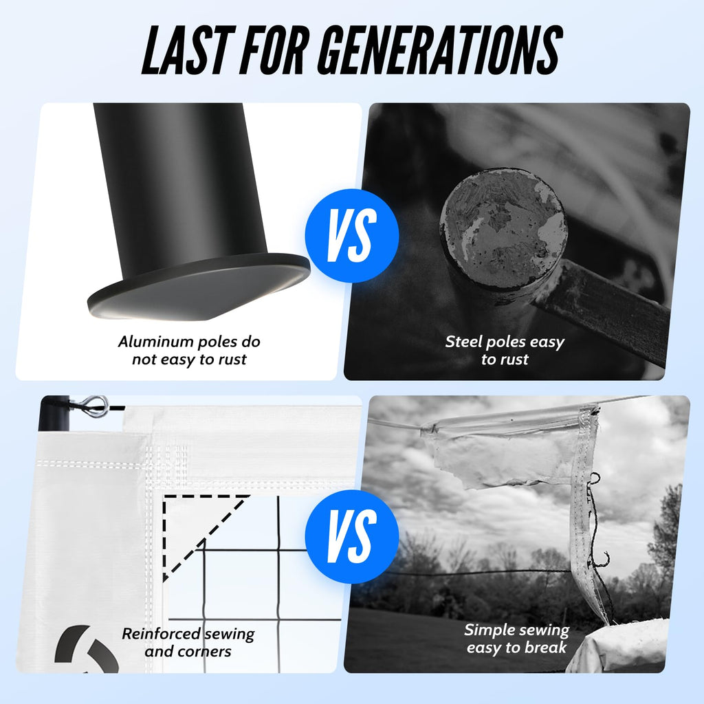 Patiassy Professional Volleyball Net Set with Adjustable Poles & Carry Bag (White)