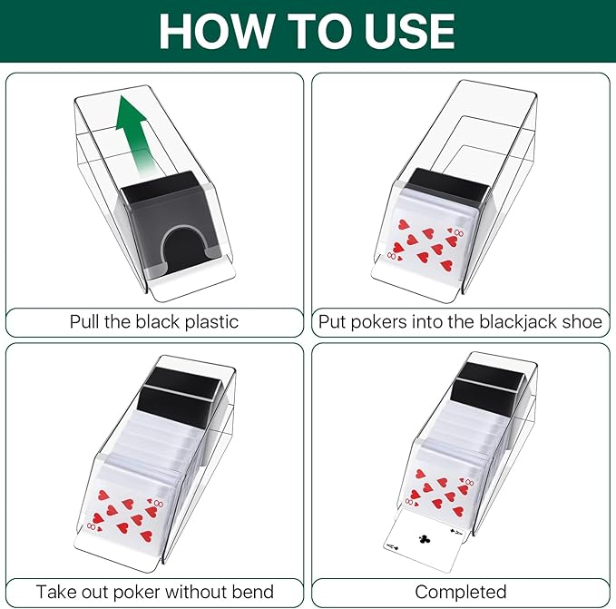 4,6,8 Deck Blackjack Shoe and Discard Tray, Clear Acrylic Blackjack Card Dispenser Dealing Holder Shoe for Playing Card Standard Size Poker Deck - Hammerhead LLC.