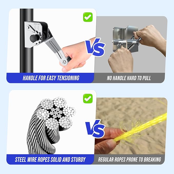 Patiassy Heavy-Duty Volleyball Net Set with Steel Cable & Carry Bag (Blue)