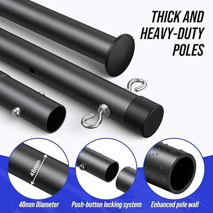 Patiassy Heavy-Duty Volleyball Net Set with Steel Cable & Carry Bag (Blue)