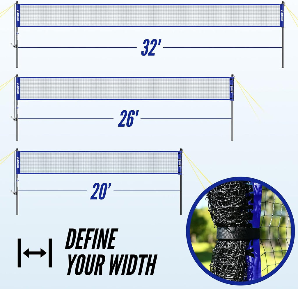 Patiassy Volleyball & Badminton Combo Set with Adjustable Net and Accessories (Blue)