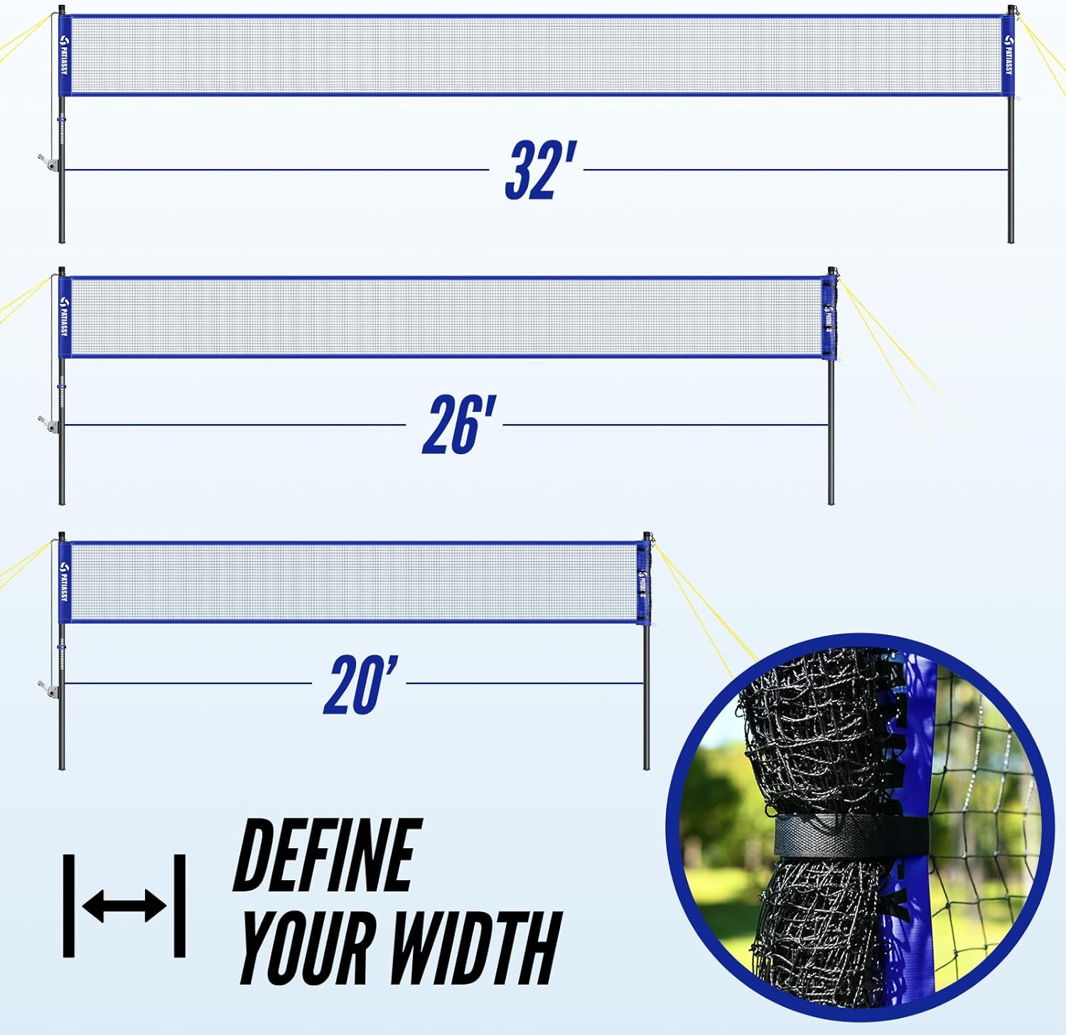 Patiassy Volleyball & Badminton Combo Set with Adjustable Net and Accessories (Blue)