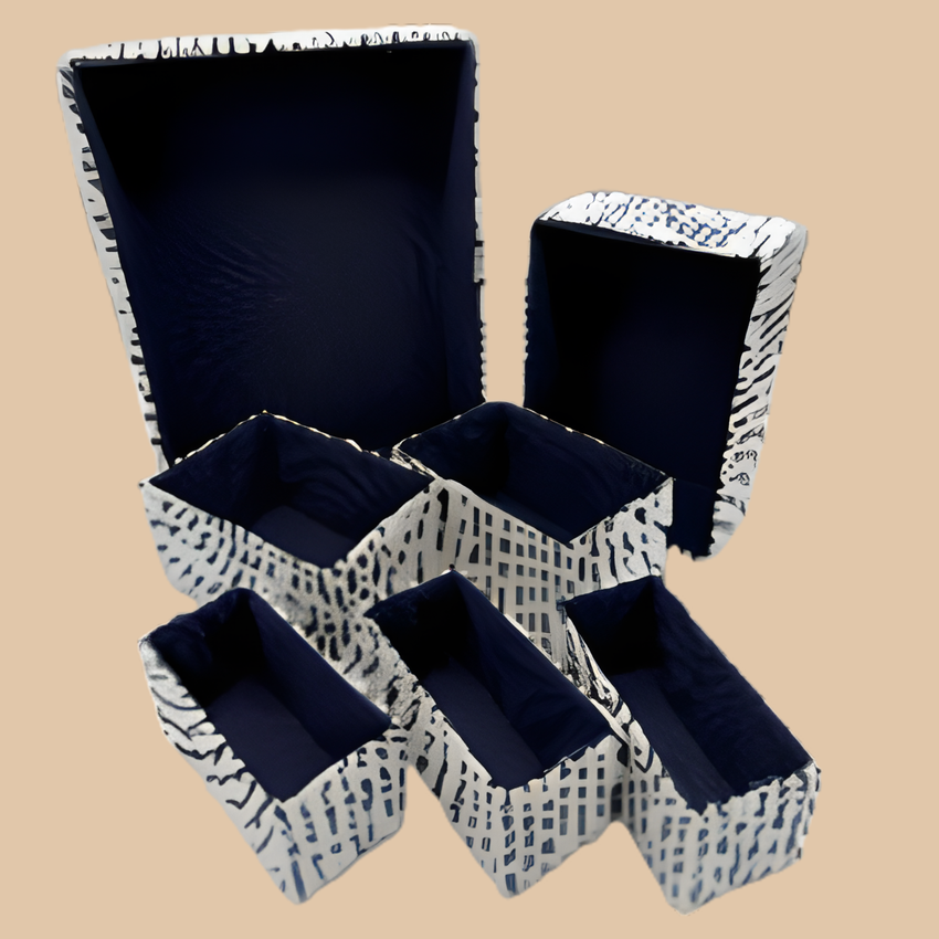 Desk Organizer Set 7 Pcs Blue Woven
