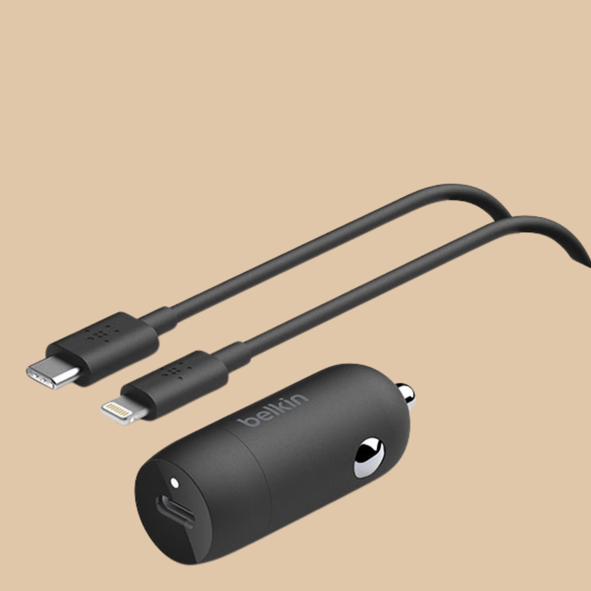 Belkin BoostCharge 30W USB-C Compact Fast Car Charger w/ Cable (Black)