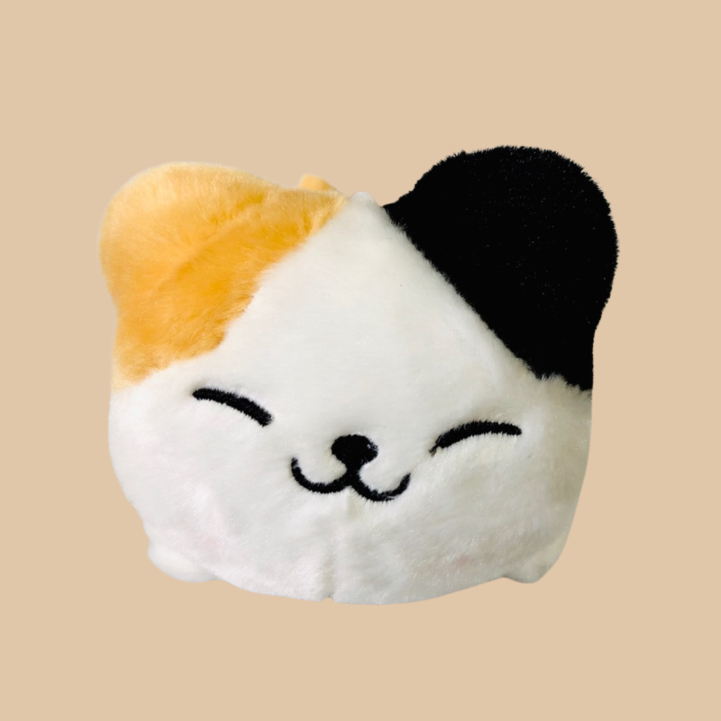 White Weighted Cat Plush Pillow – Large (10"–14")