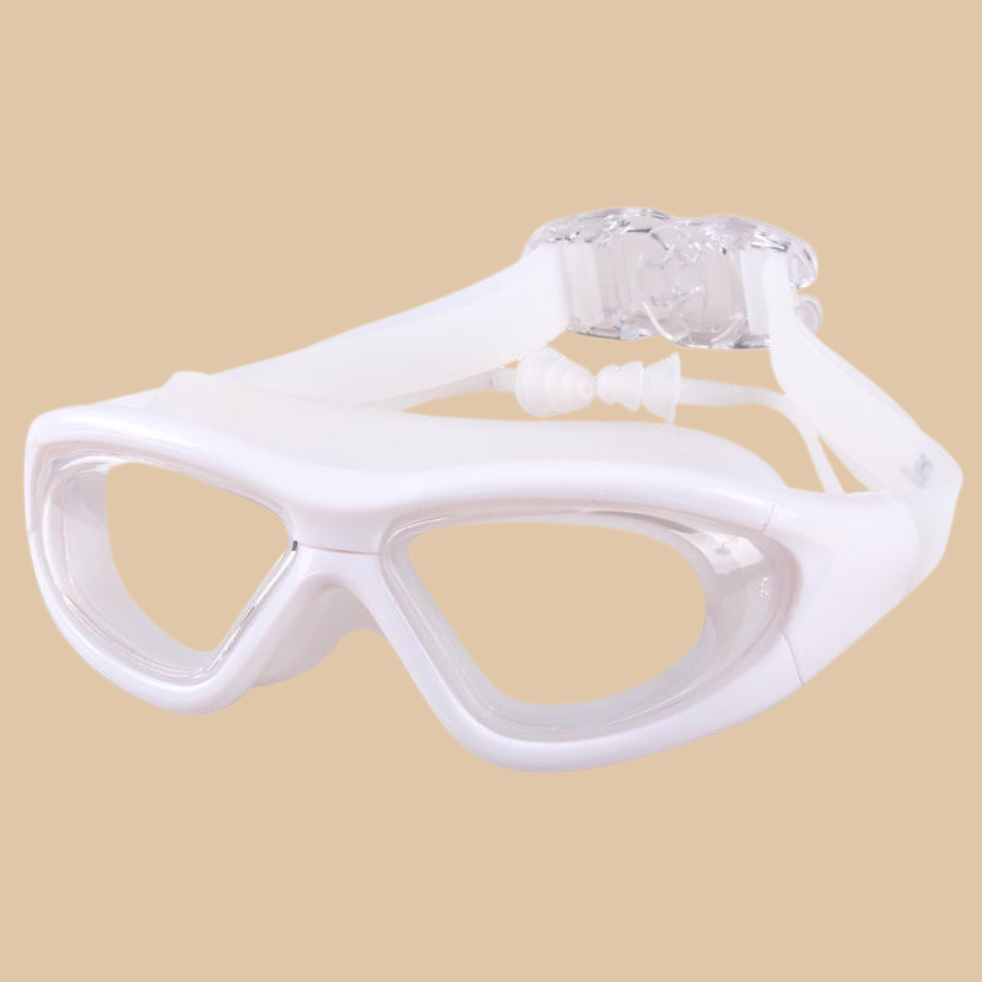 White Large Frame Swim Goggles – Waterproof & Anti Fog