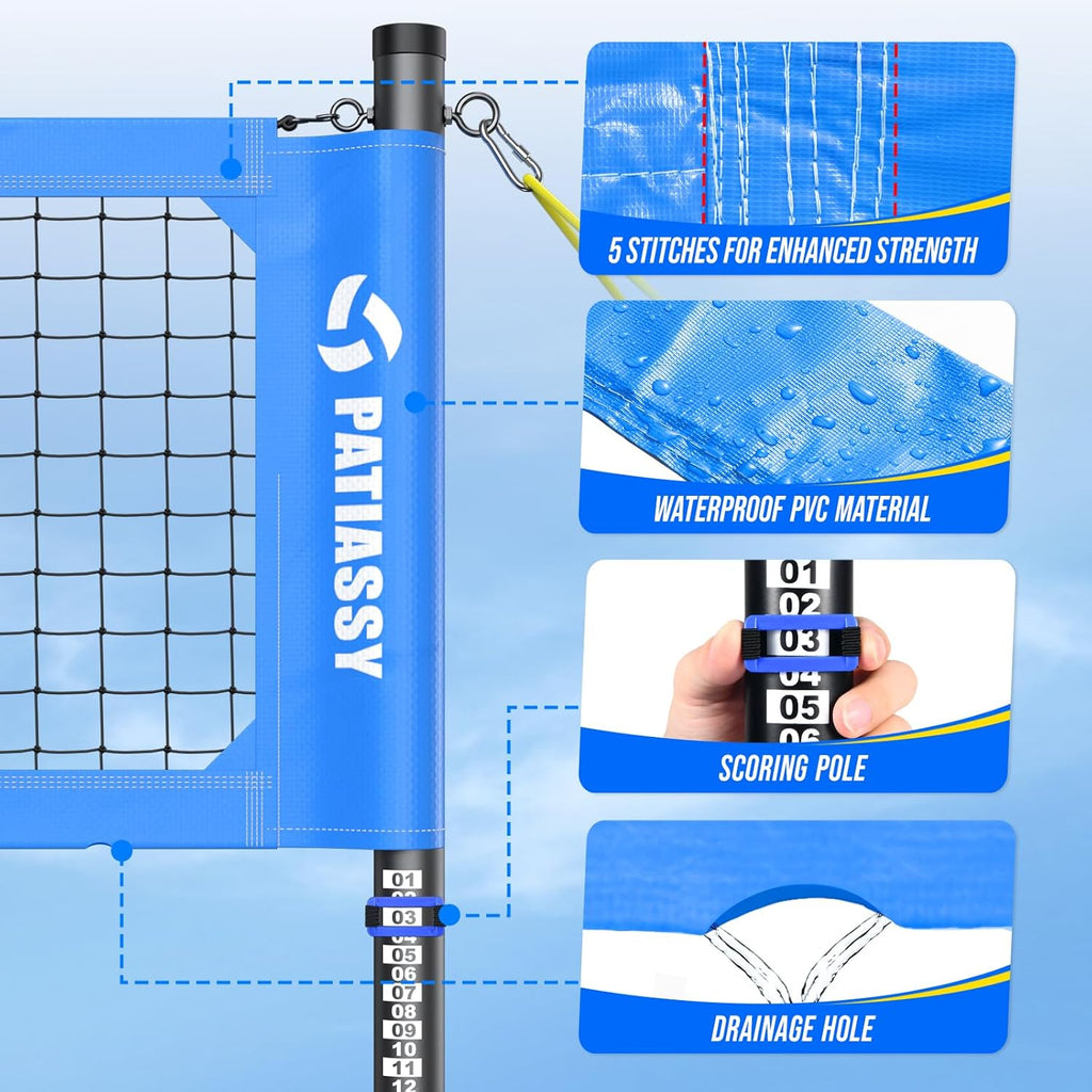 Patiassy Portable Outdoor Volleyball Set with Adjustable Net