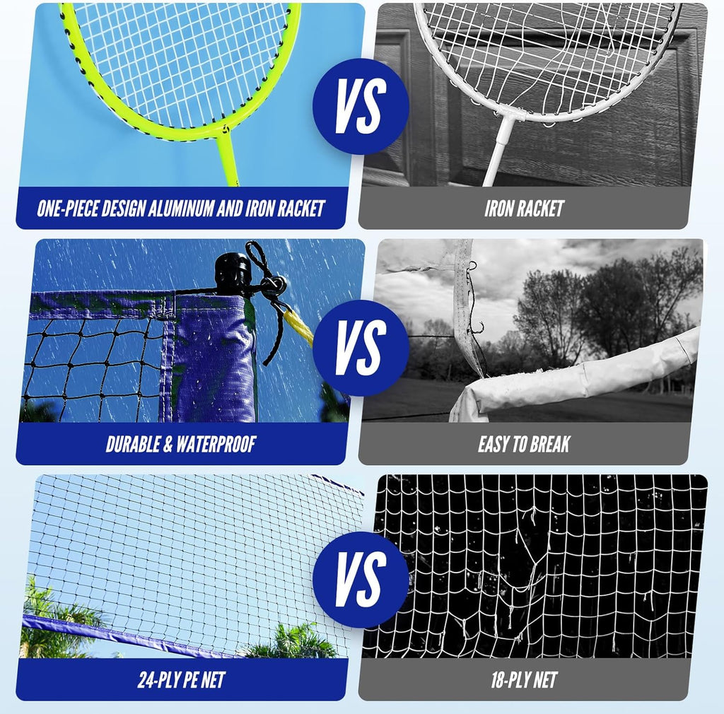 Patiassy Volleyball & Badminton Combo Set with Adjustable Net and Accessories (Blue)