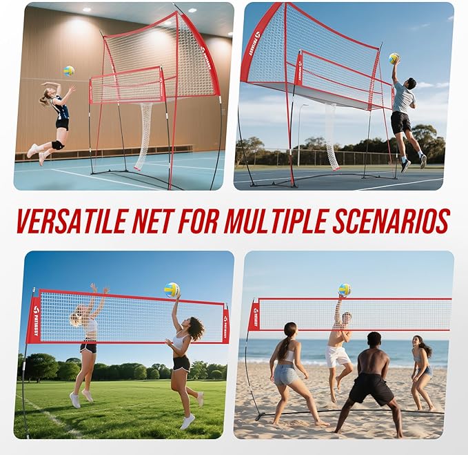 Patiassy Volleyball Spike Training Net with Ball Return System & Carry Bag