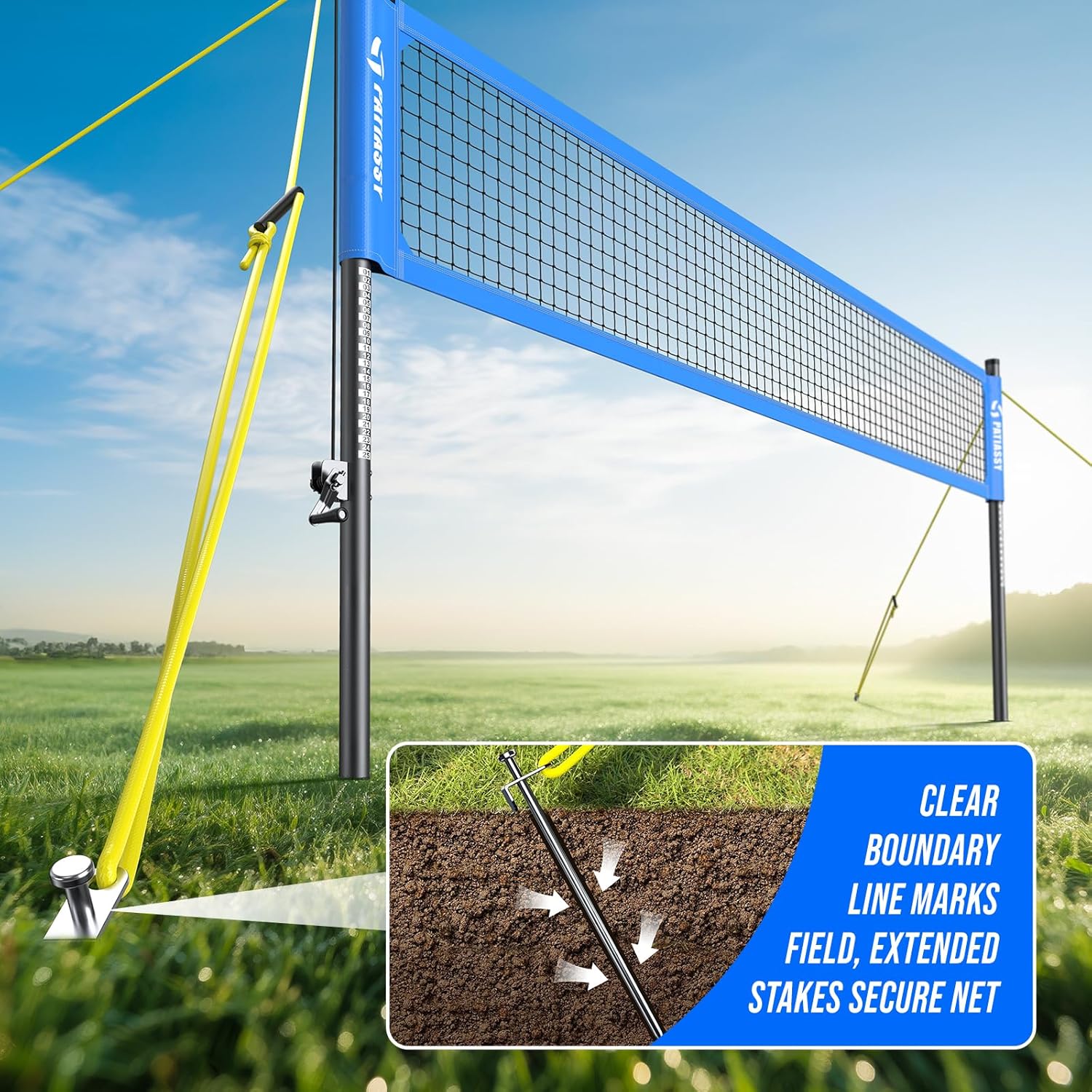 Patiassy Portable Outdoor Volleyball Set with Adjustable Net