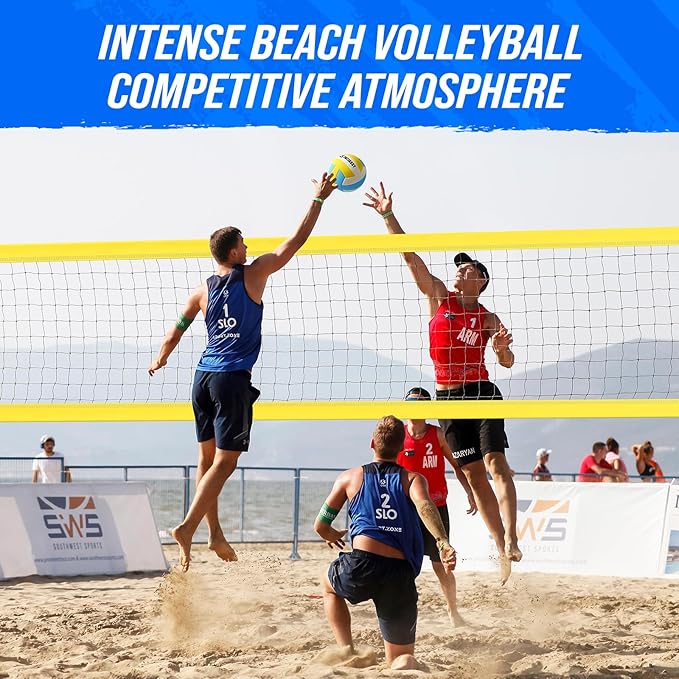 Patiassy Portable Professional Outdoor Volleyball Net Set with Adjustable Height Aluminum Poles, Winch System, Volleyball with Pump and Carrying Bag for Backyard Beach