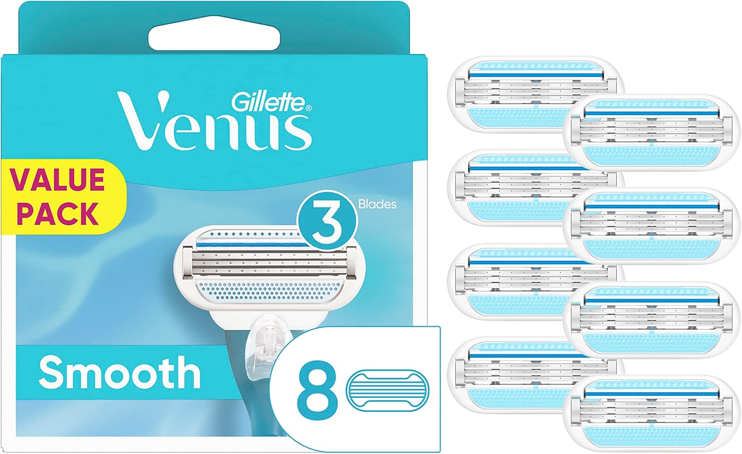 Gillette Venus Smooth Razor Blade Refills – 8 Cartridges
