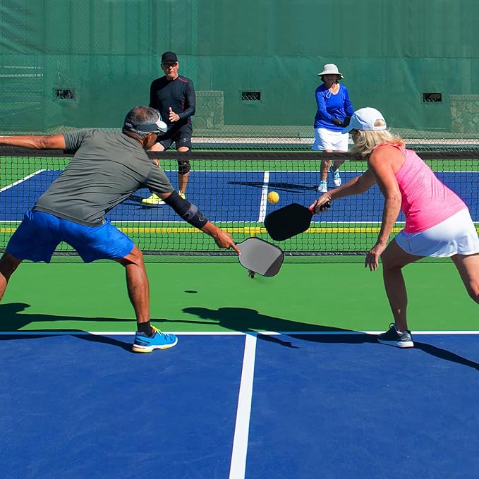 Patiassy Portable Outdoor Pickleball Net Set with Net Tension Adjuster, Wheels, 8 Sandbags and Carry Bag for Driveway