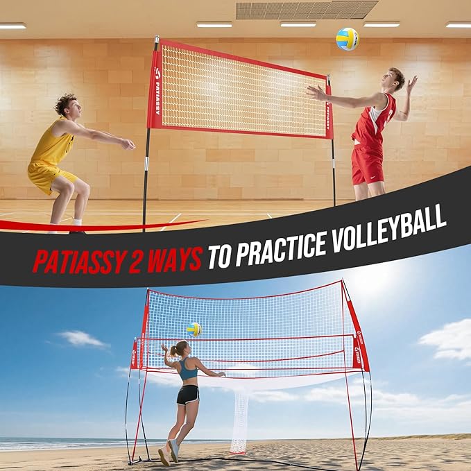 Patiassy Volleyball Spike Training Net with Ball Return System & Carry Bag