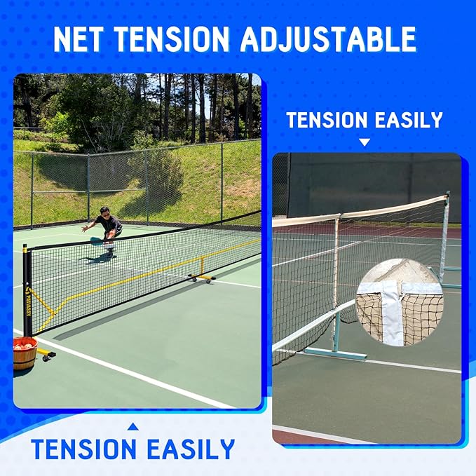 Patiassy Portable Outdoor Pickleball Net Set with Net Tension Adjuster, Wheels, 8 Sandbags and Carry Bag for Driveway