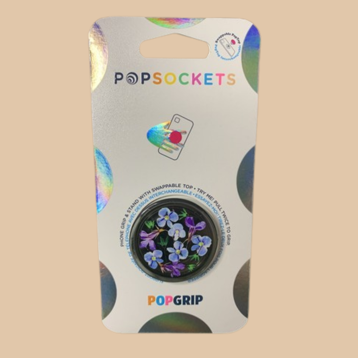 PopGrip Translucent Night Garden Flowers Blue/Purple/Green/Black