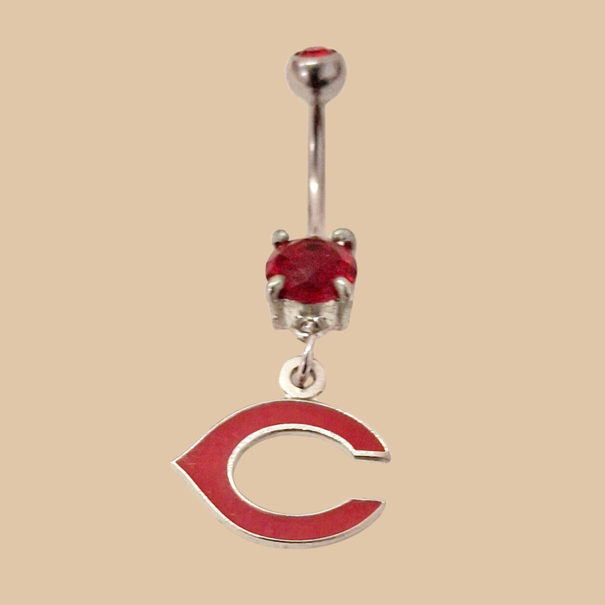 MLB Cincinnati Reds Baseball Belly Navel Ring Piercing Licensed