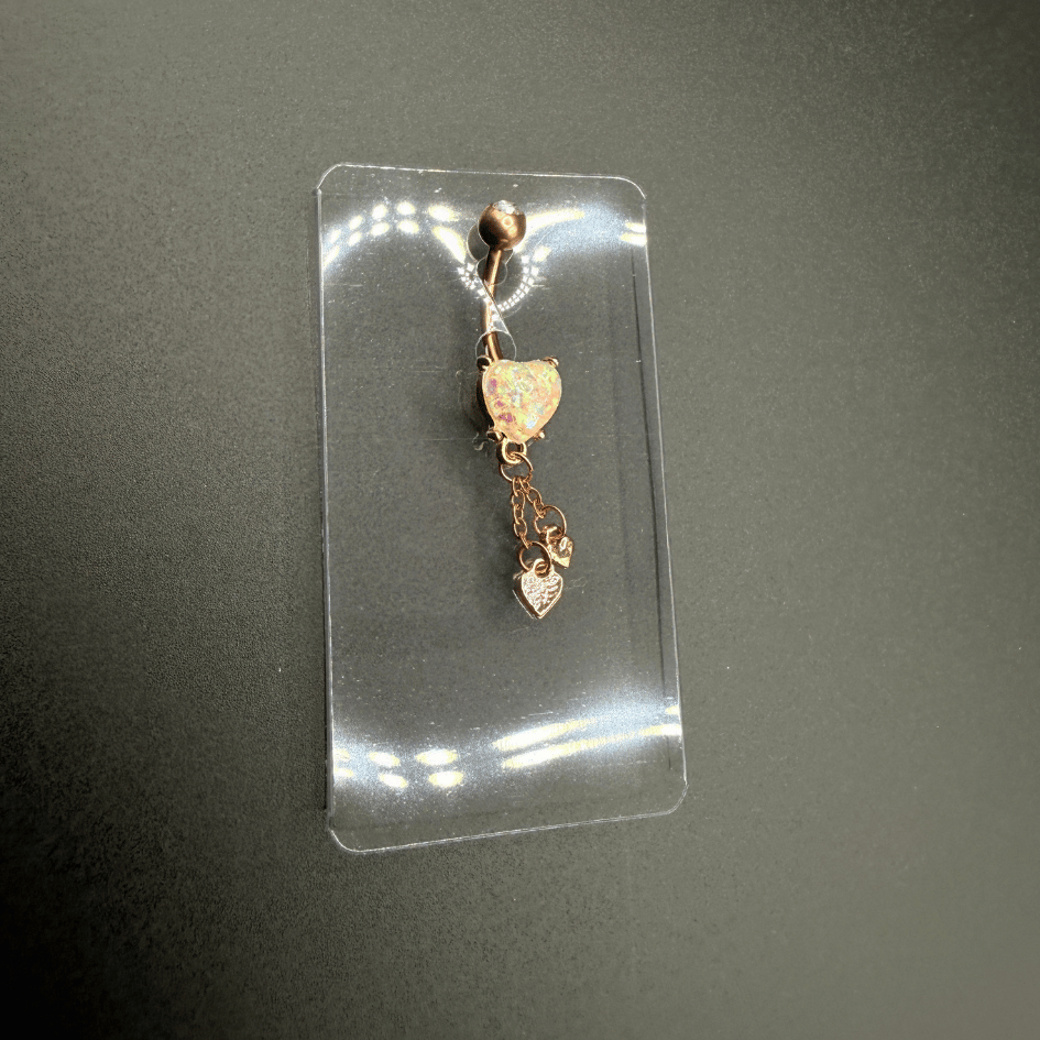 Gold Heart Belly Button Ring with Stones