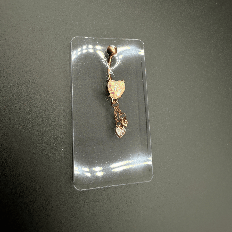 Gold Heart Belly Button Ring with Stones