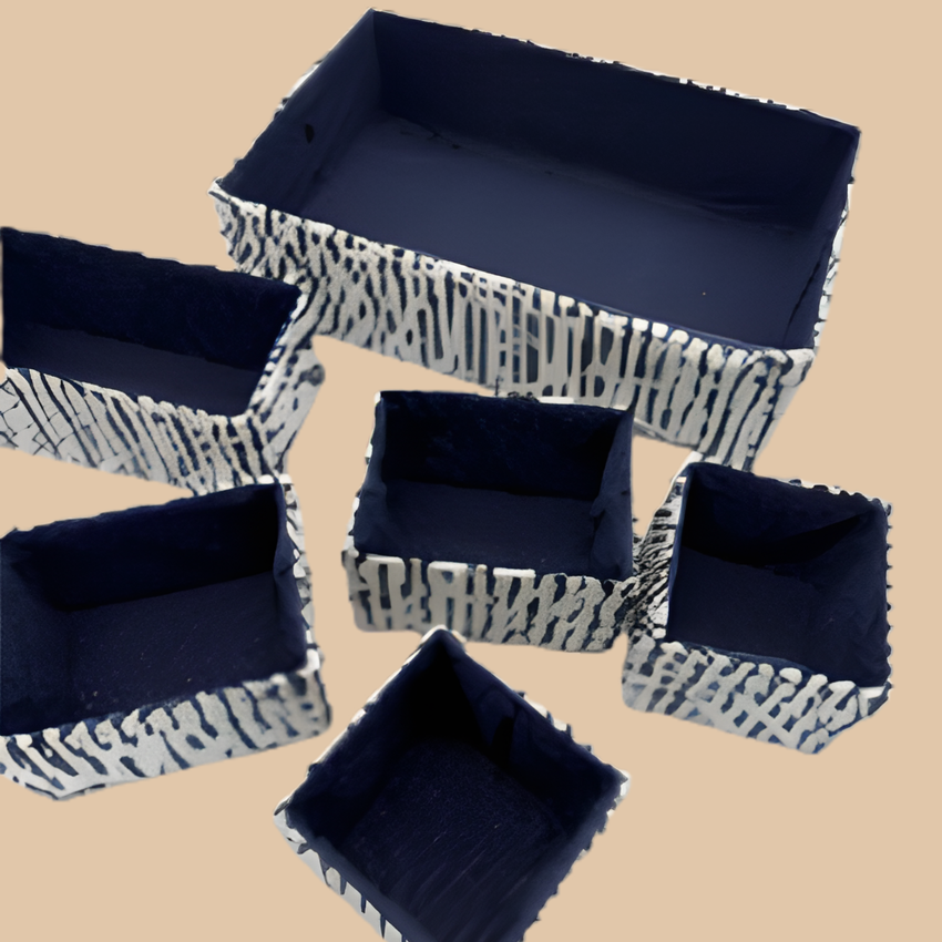 Desk Organizer Set 6 Pcs Blue Woven