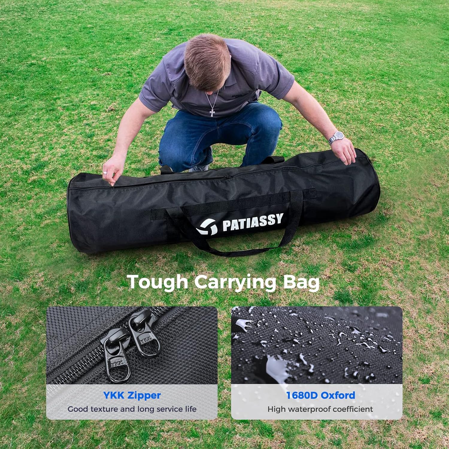 Patiassy Professional Volleyball Net Set with Adjustable Poles & Carry Bag (Yellow)