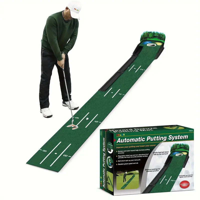 Golf Putting Green – Indoor Golf Putting Mat with Auto-Ball Return
