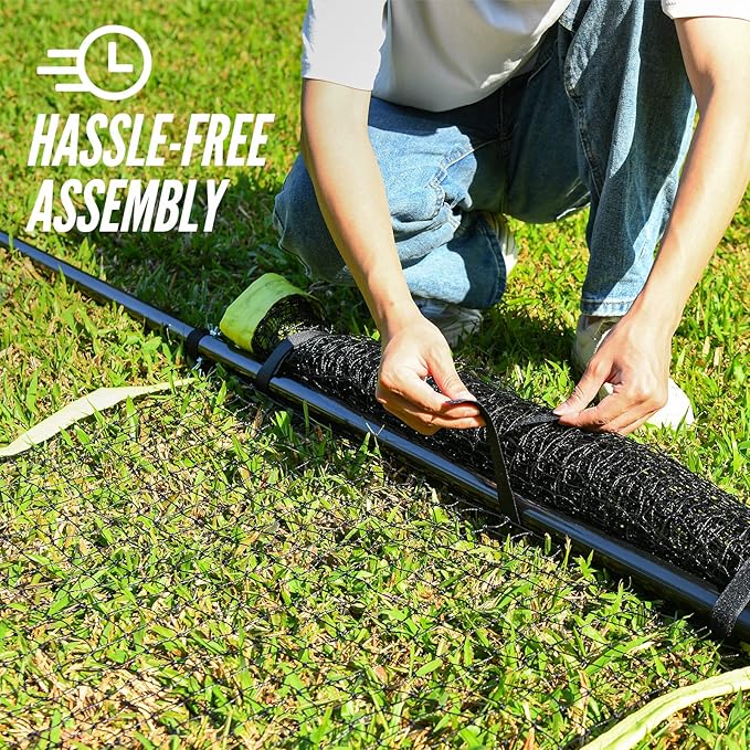 Patiassy Volleyball & Badminton 2-in-1 Combo Set with Adjustable Net (Yellow)