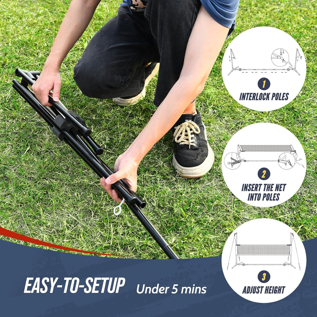 Patiassy Volleyball & Badminton Combo Set with Adjustable Net