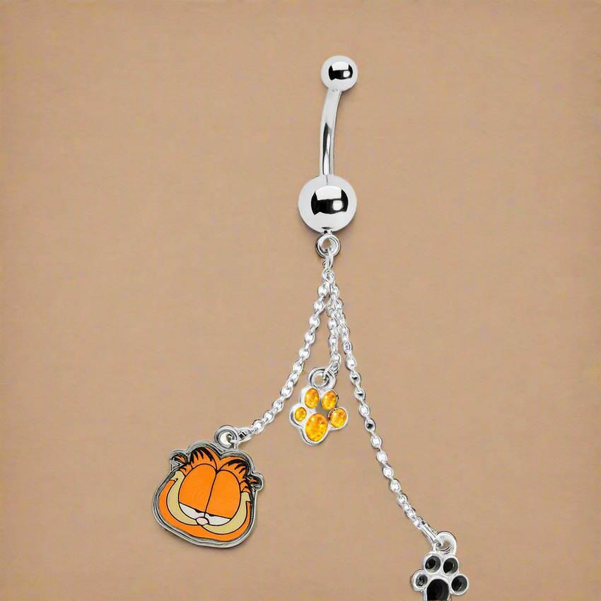 Paw Print Chain Dangle Garfield Belly Ring