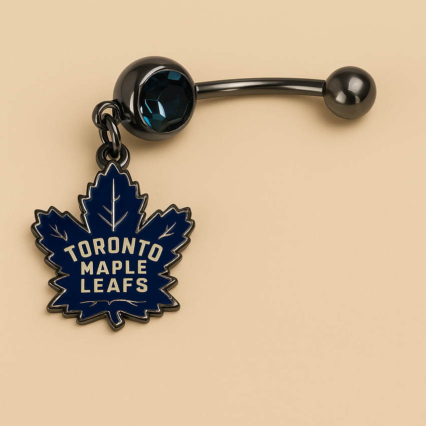 Toronto Maple Leafs silver stainless steel belly rings