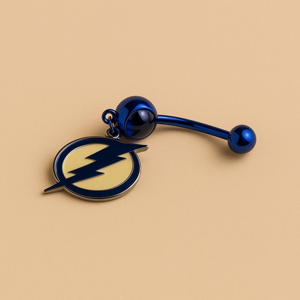 Tampa Bay Lightning blue stainless steel belly rings