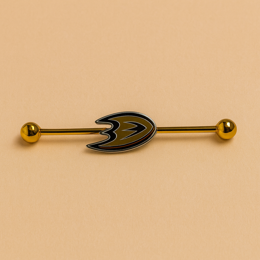 Anaheim Ducks gold stainless steel ear bars