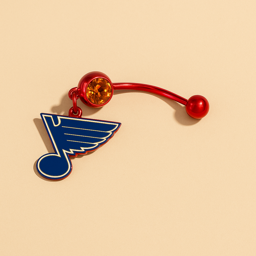 St. Louis Blues red stainless steel belly rings