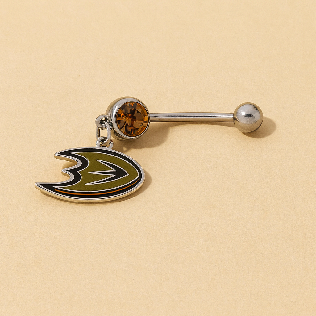 Anaheim Ducks silver stainless steel belly rings